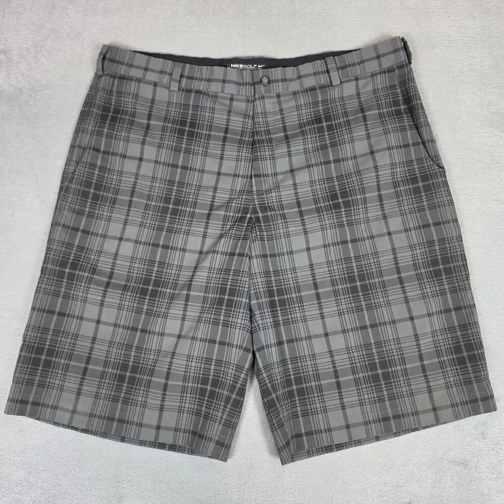 Nike Golf Dri-FIT Plaid Golf Shorts Men's Size 38 Gray Performance Flat Front